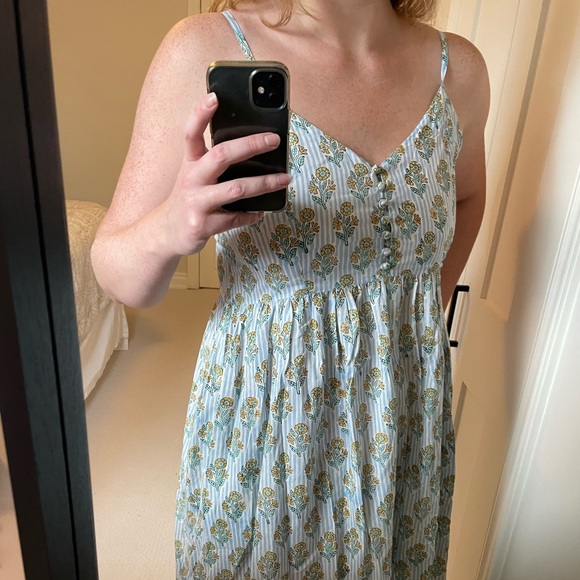 Cotton block print dress sundress nightgown handmade in India, like anokhi - Picture 2 of 8